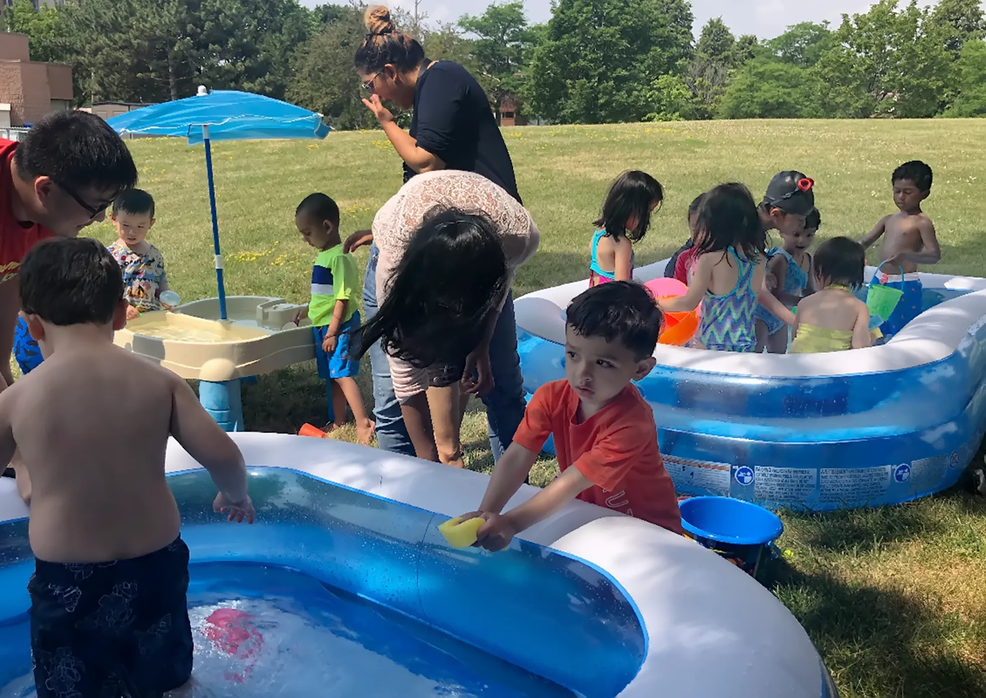 Children learning together outdoors